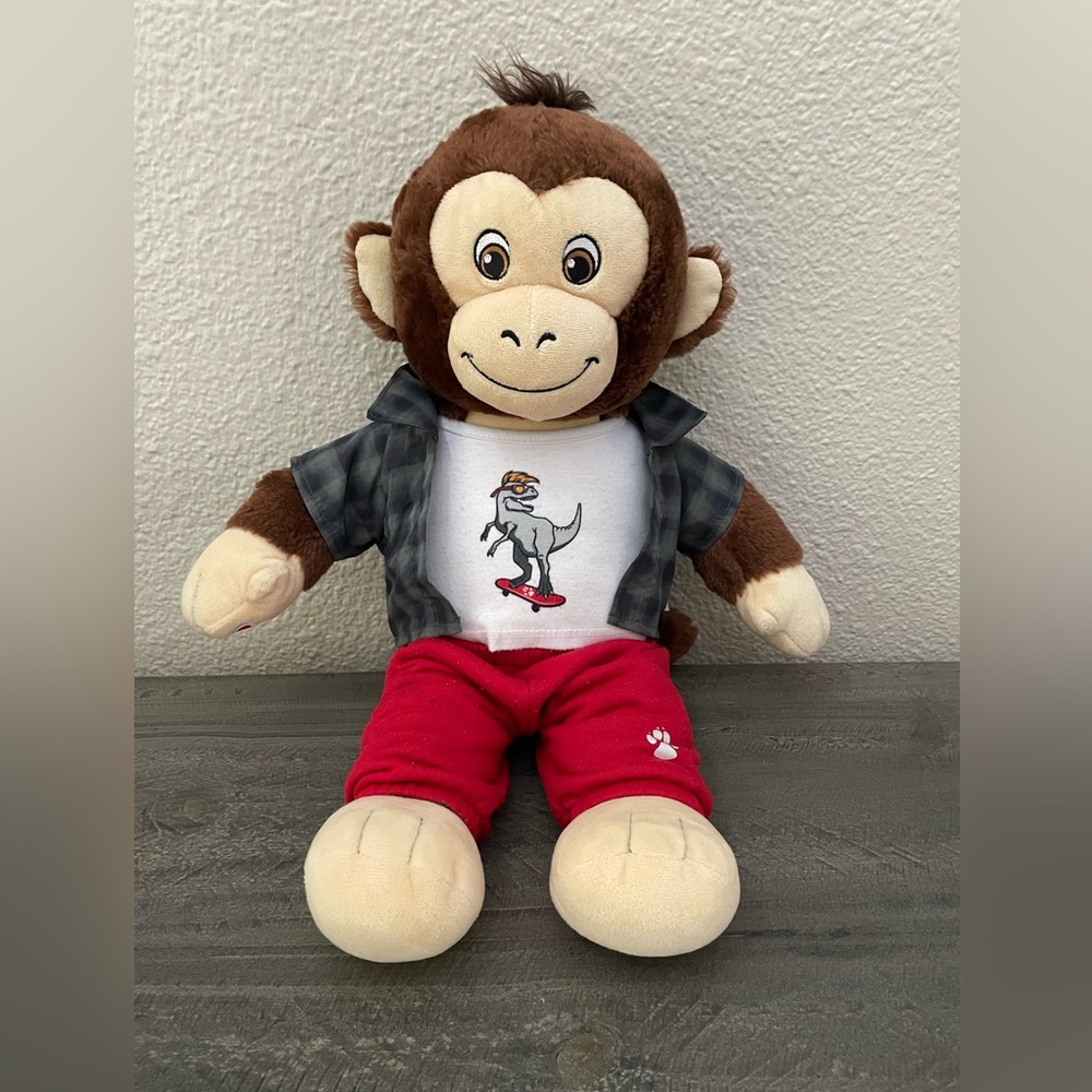 Build a bear Adorable Brown Monkey Plush Toy with Red Pants
